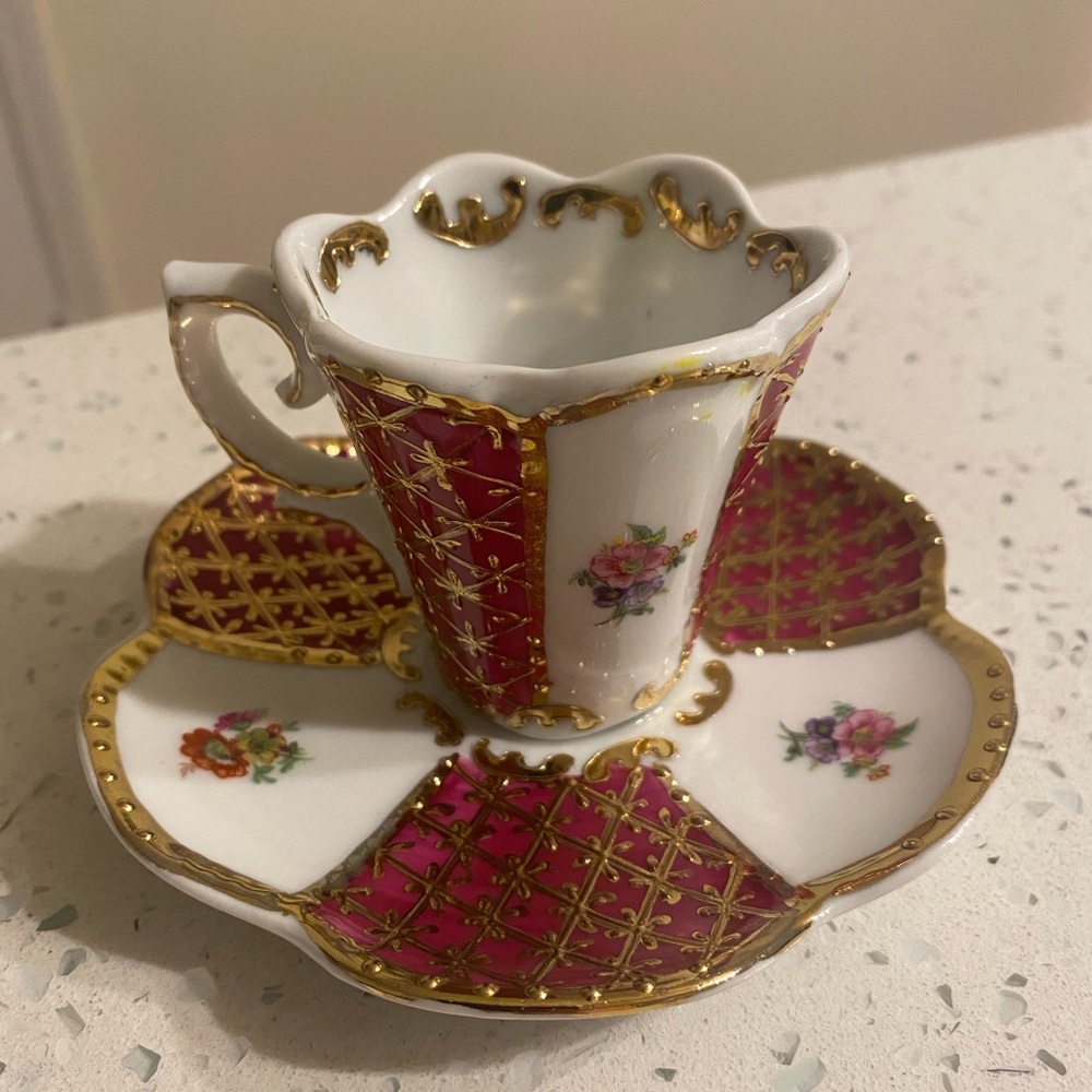 KPM Pink and Gold Teacup Vintage